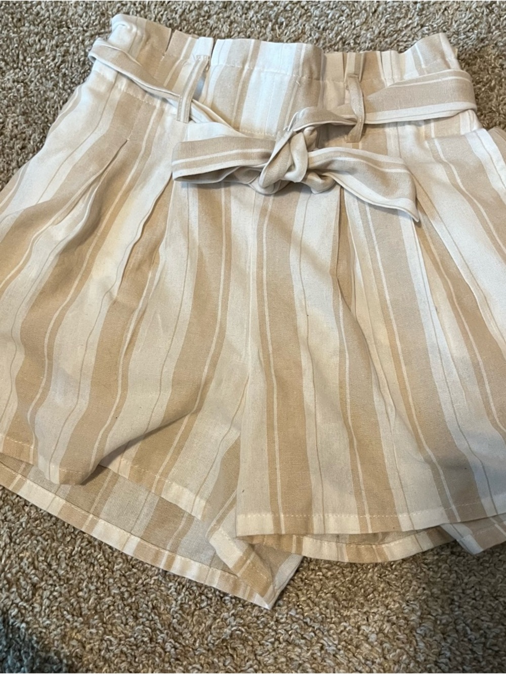 High-Waist Tie Belt Women’s Striped Shorts